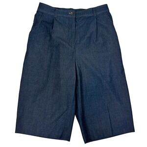 DIALOGUE Women Blue Denim Culottes Capris Size 8 Polyester Rayon Spandex